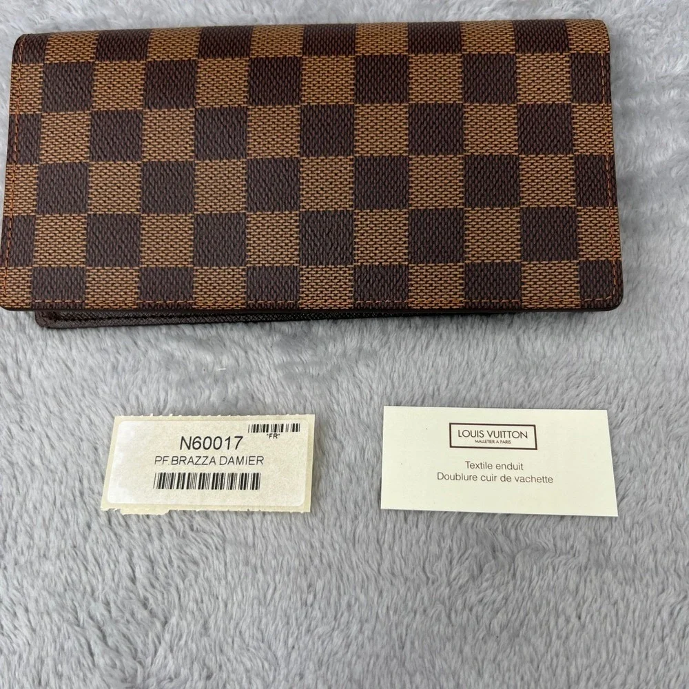 Louis Vuitton Brazza Wallet N60017 Damier Ebene Brown Mens Long Wallet Organizer